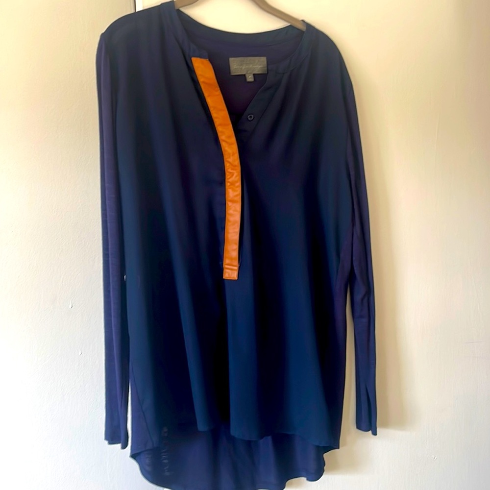 Sunday In Brooklyn Faux Leather Trim Blouse